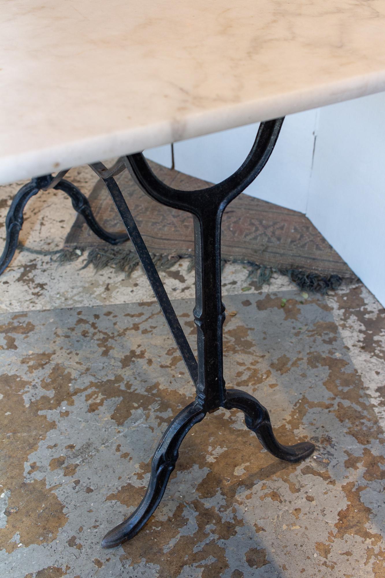 Antique French Marble and Iron Rectangular Bistro Table 2