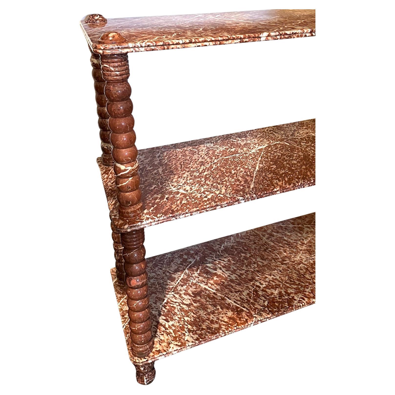 Early 20th Century Antique French Marble Pastry Etergere Bookcase For Sale