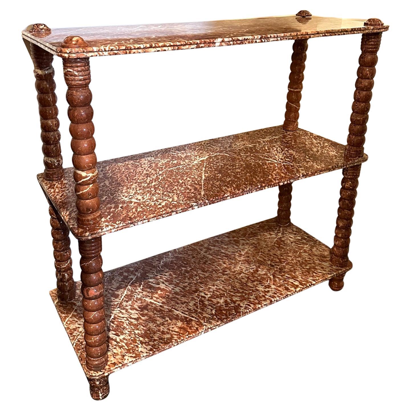Antique French Marble Pastry Etergere Bookcase For Sale 1