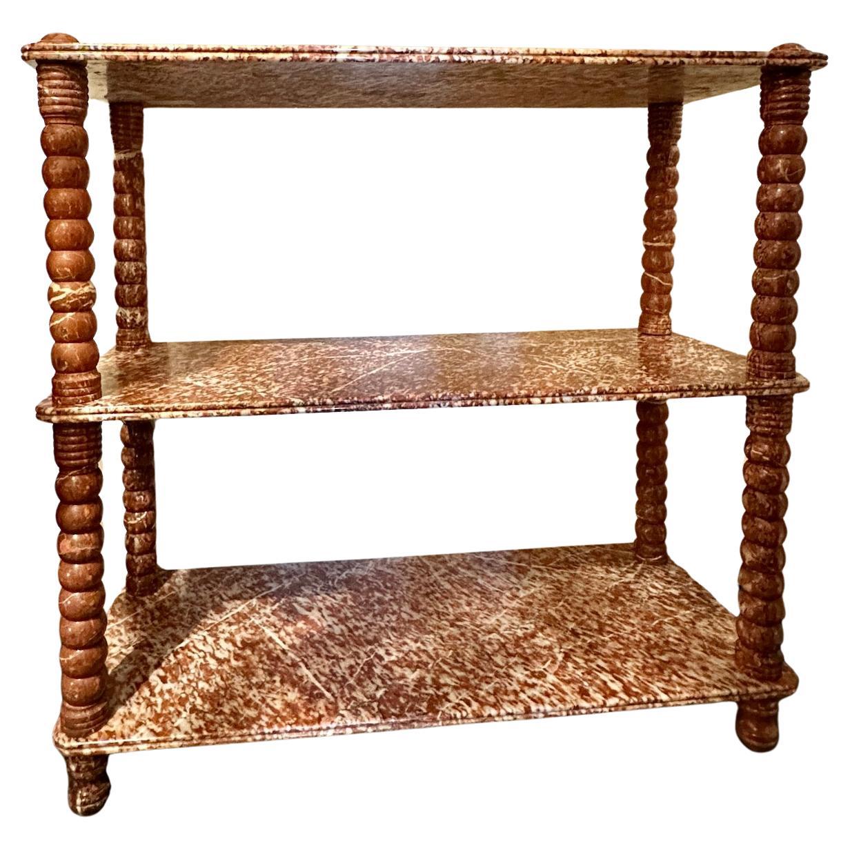 Antique French Marble Pastry Etergere Bookcase
