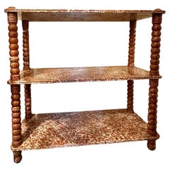 Antique French Marble Pastry Etergere Bookcase