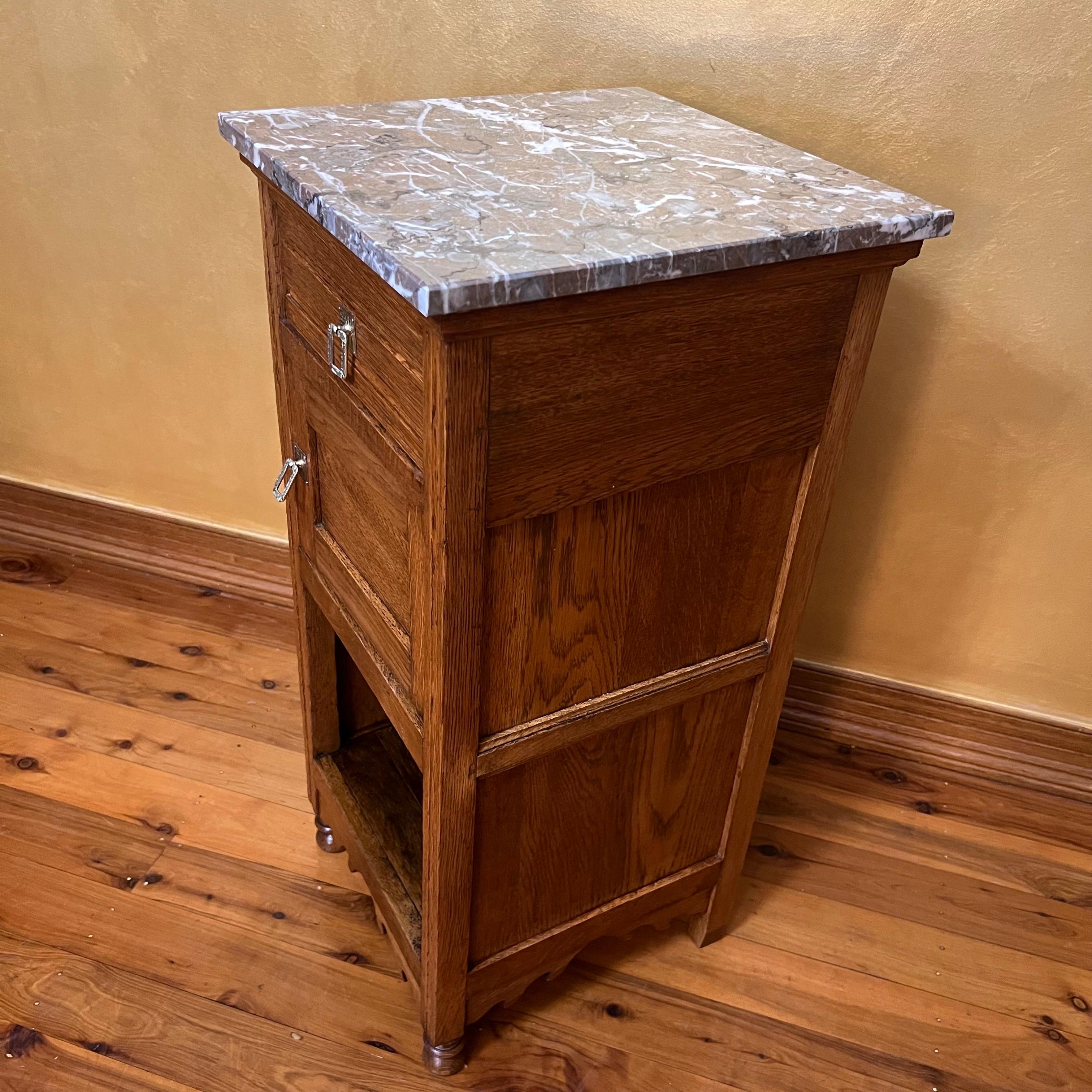 19th Century Antique French Marble Top Bedside Table For Sale