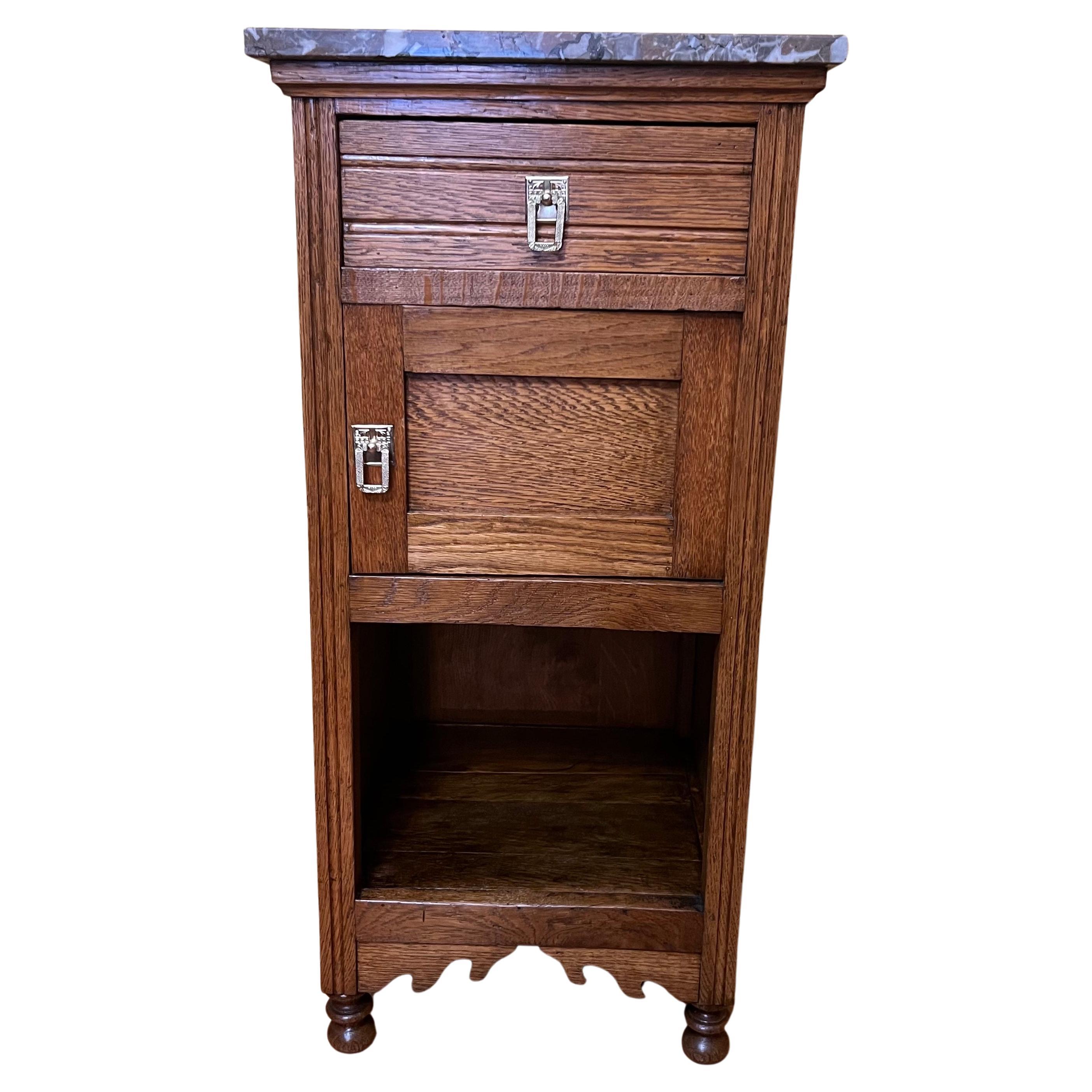 Antique French Marble Top Bedside Table For Sale