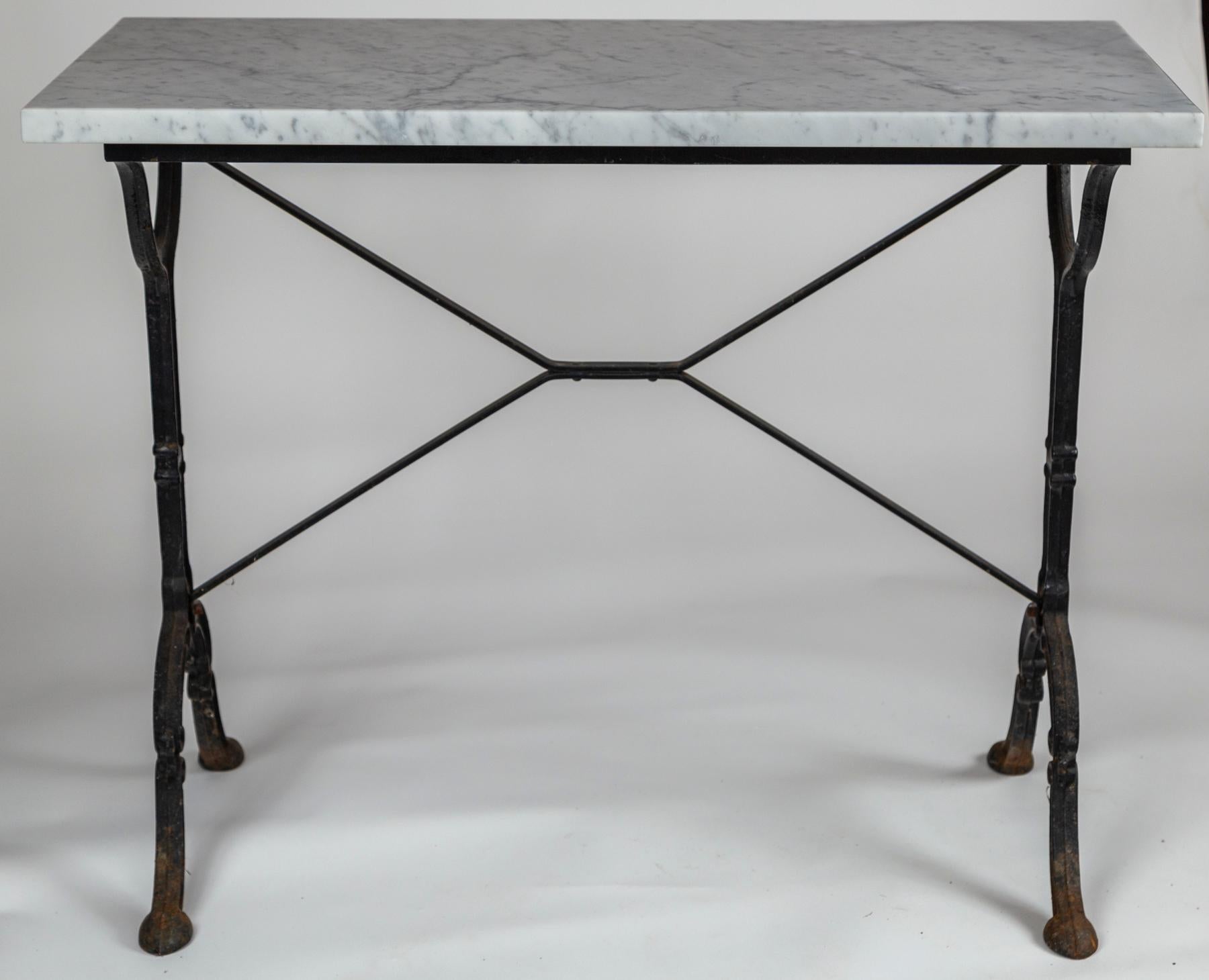 Antique French Marble Top Bistro Table, circa 1920 In Good Condition In Chappaqua, NY
