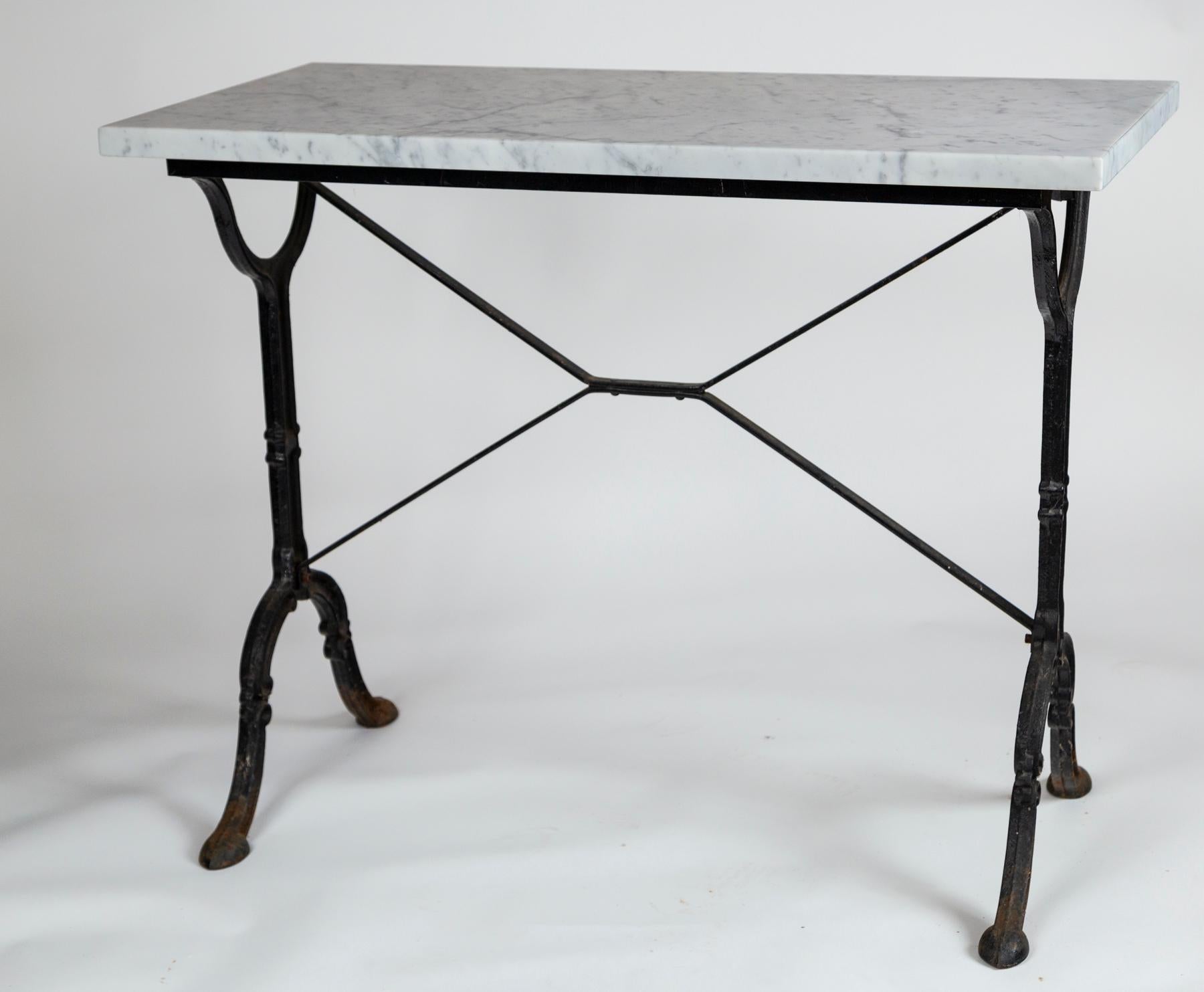 Early 20th Century Antique French Marble Top Bistro Table, circa 1920