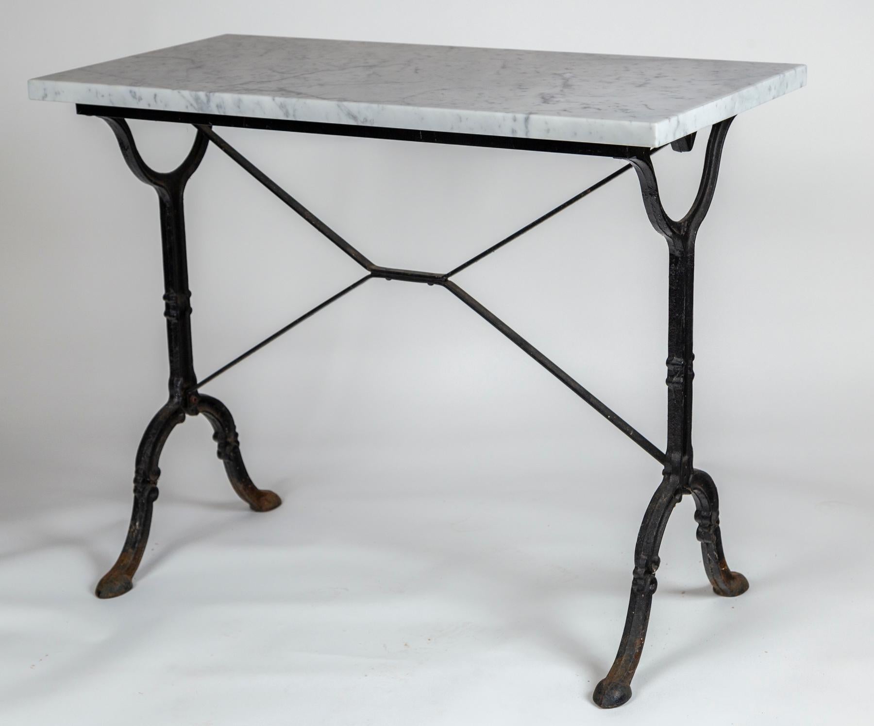 Antique French Marble Top Bistro Table, circa 1920 1