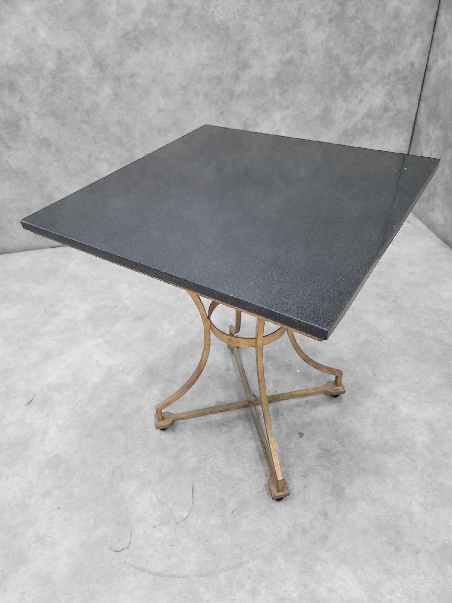 Campagne Table de bistrot française ancienne à plateau en marbre en vente