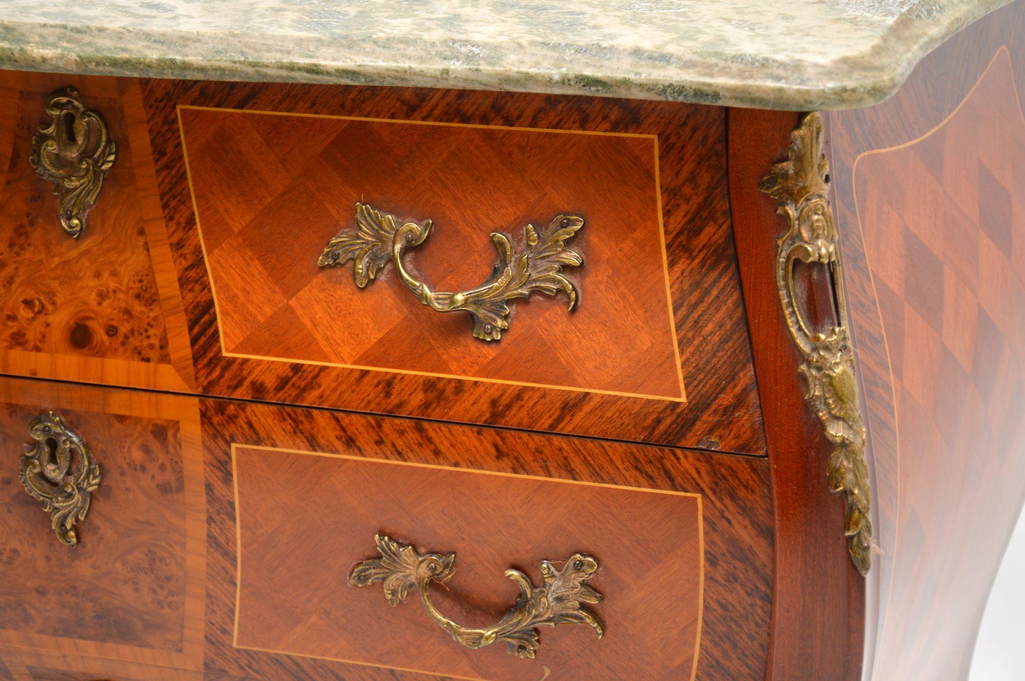 20th Century Antique French Marble-Top Bombe Chest