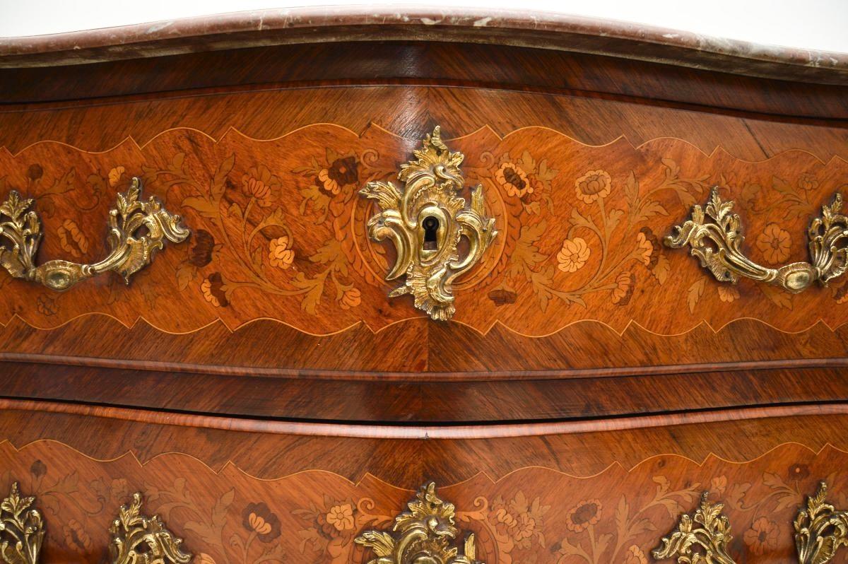 Antique French Marble Top Bombe Commode For Sale 2