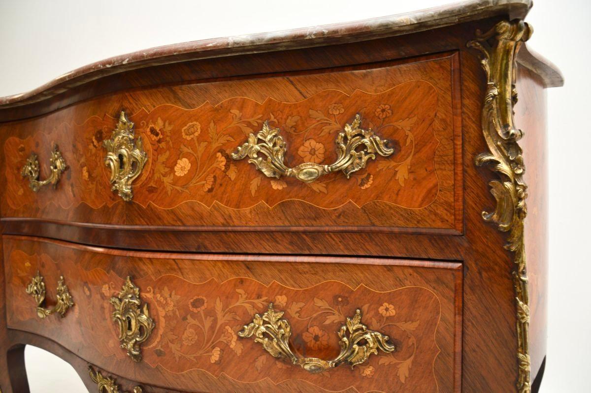 Antique French Marble Top Bombe Commode For Sale 3