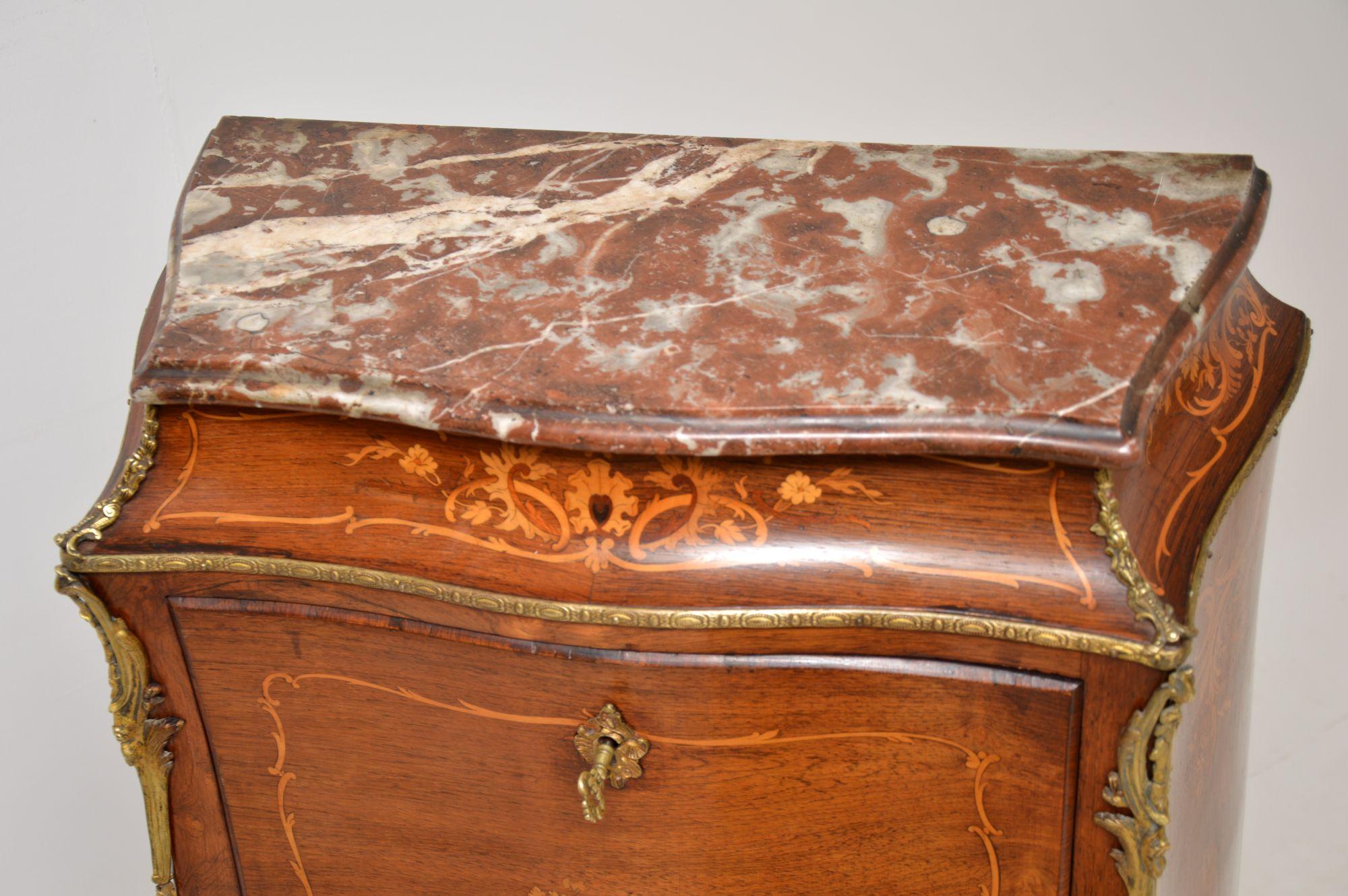 Antique French Marble Top Bombe Secretaire Chest For Sale 6