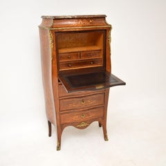 Antique French Marble Top Bombe Secretaire Chest