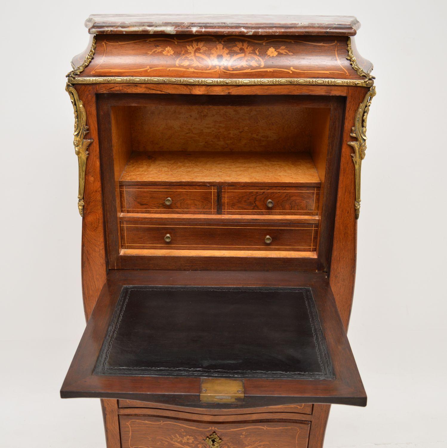 Antique French Marble Top Bombe Secretaire Chest In Good Condition For Sale In London, GB