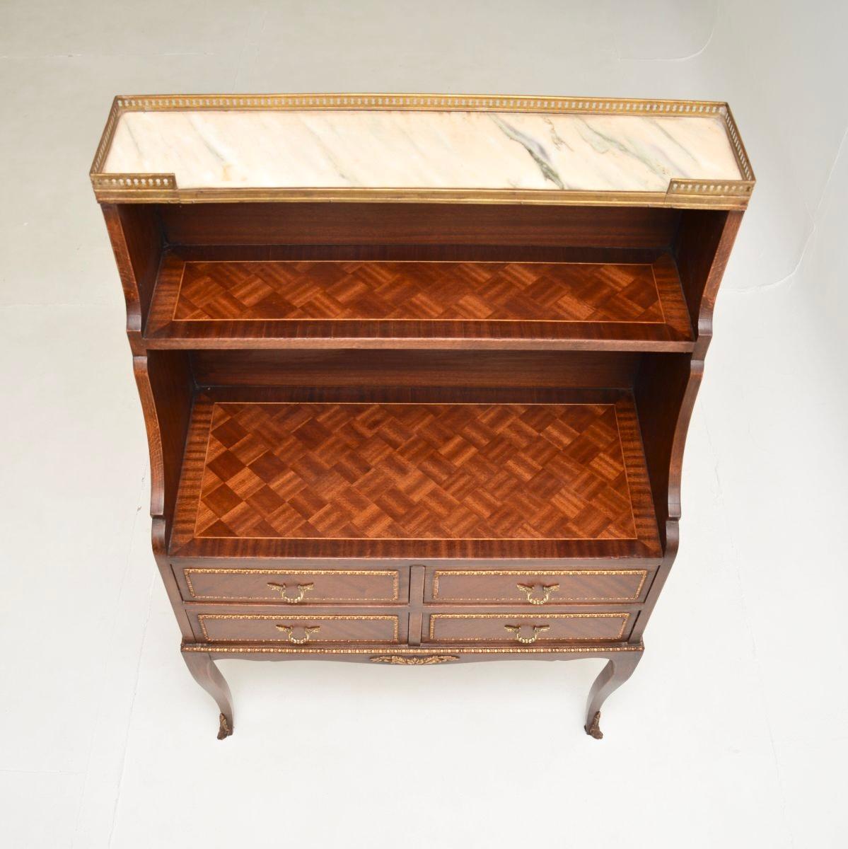 Early 20th Century Antique French Marble Top Bookcase For Sale