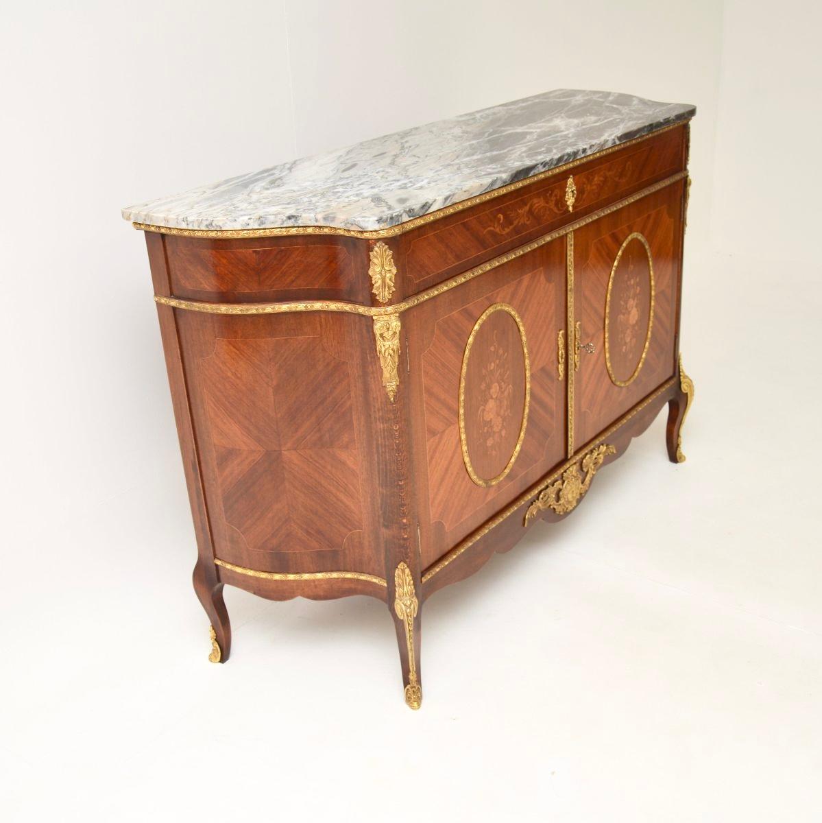 Louis XV Antique French Marble Top Cabinet