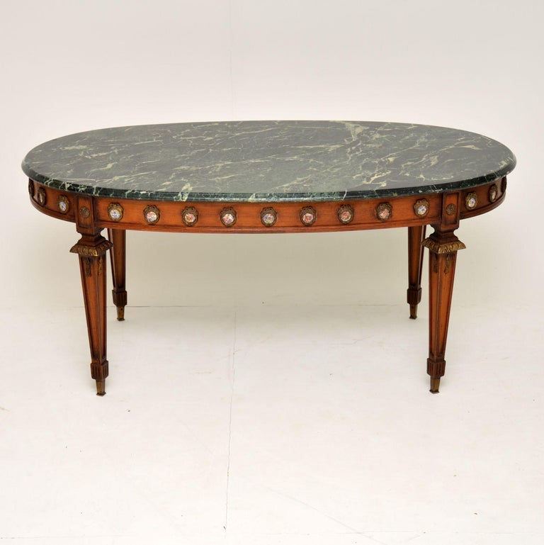 Antique French Marble Top Coffee Table For Sale at 1stdibs
