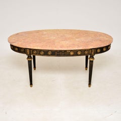 Table basse ancienne française à plateau en marbre