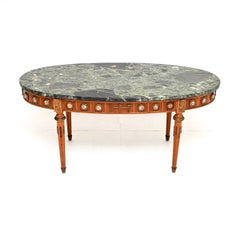 Table basse ancienne française à plateau en marbre