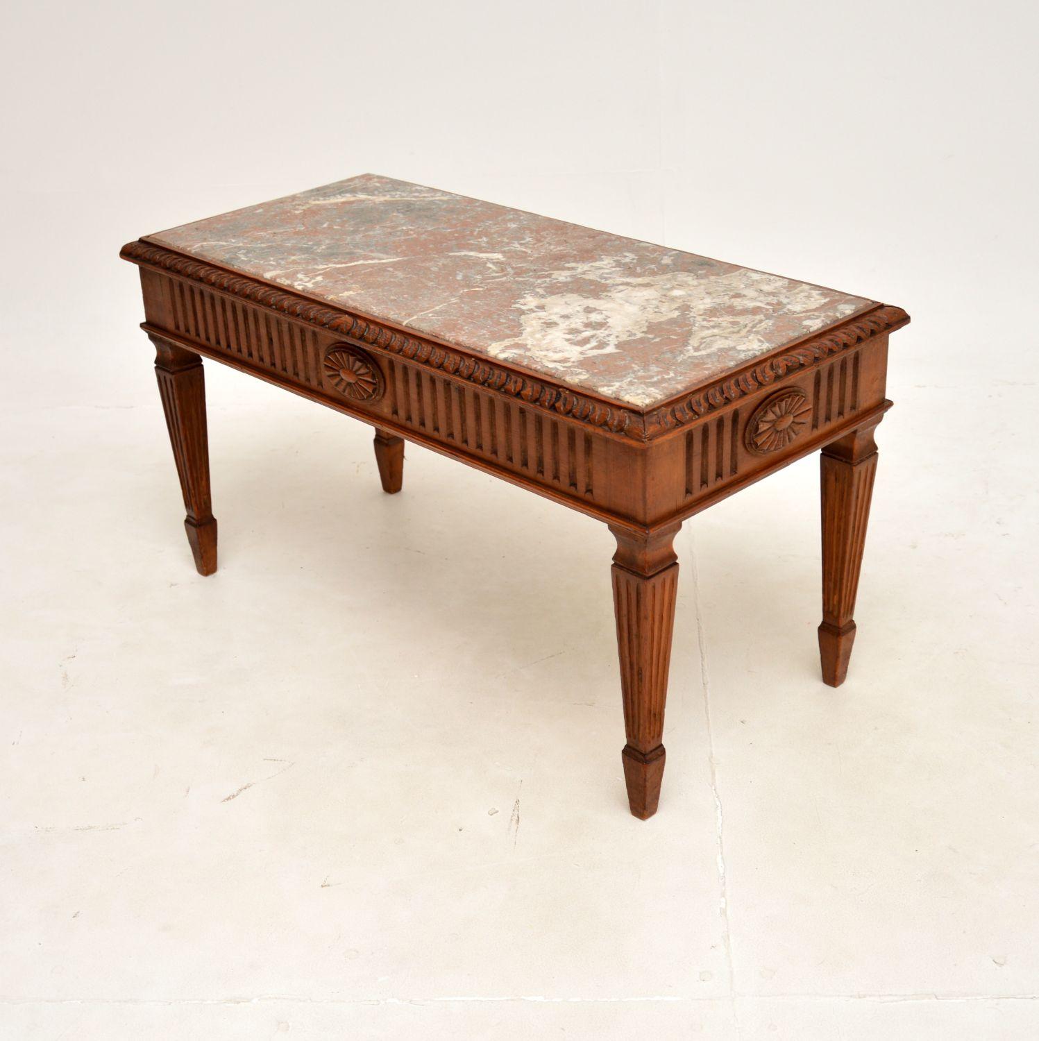 Georgian Antique French Marble Top Coffee Table For Sale