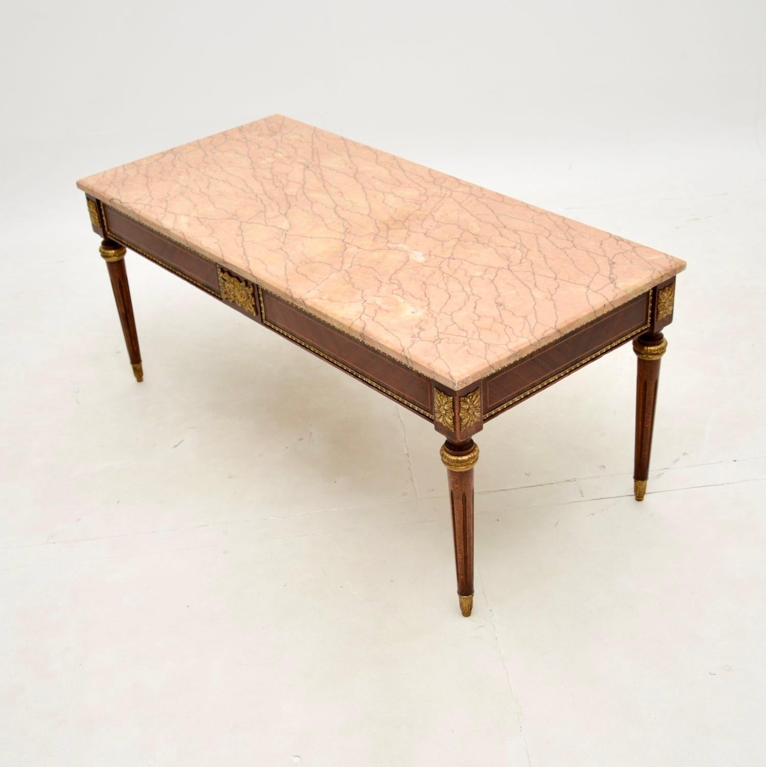 Louis XV Antique French Marble Top Coffee Table For Sale