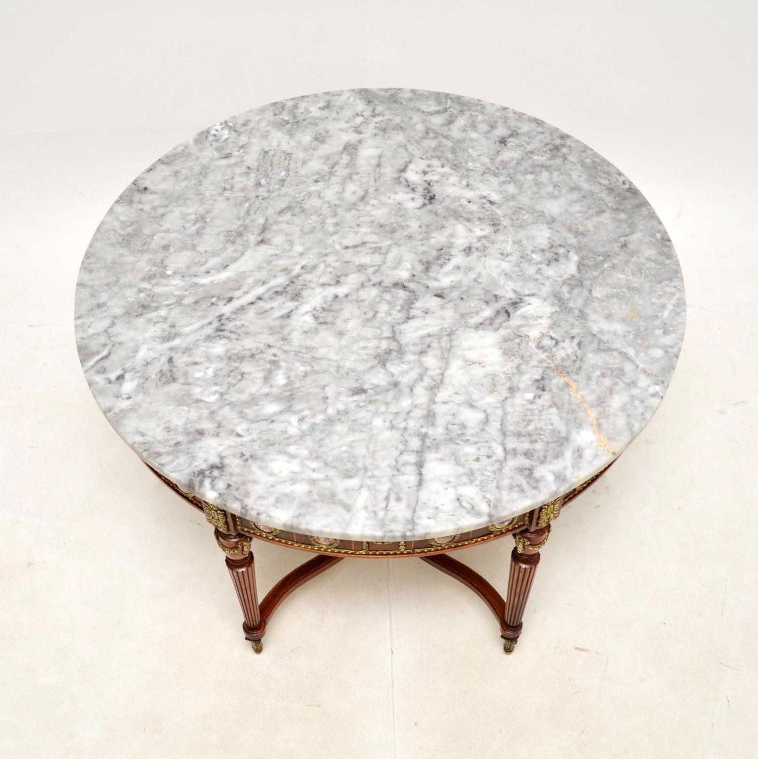 Louis XIV Antique French Marble Top Coffee Table For Sale