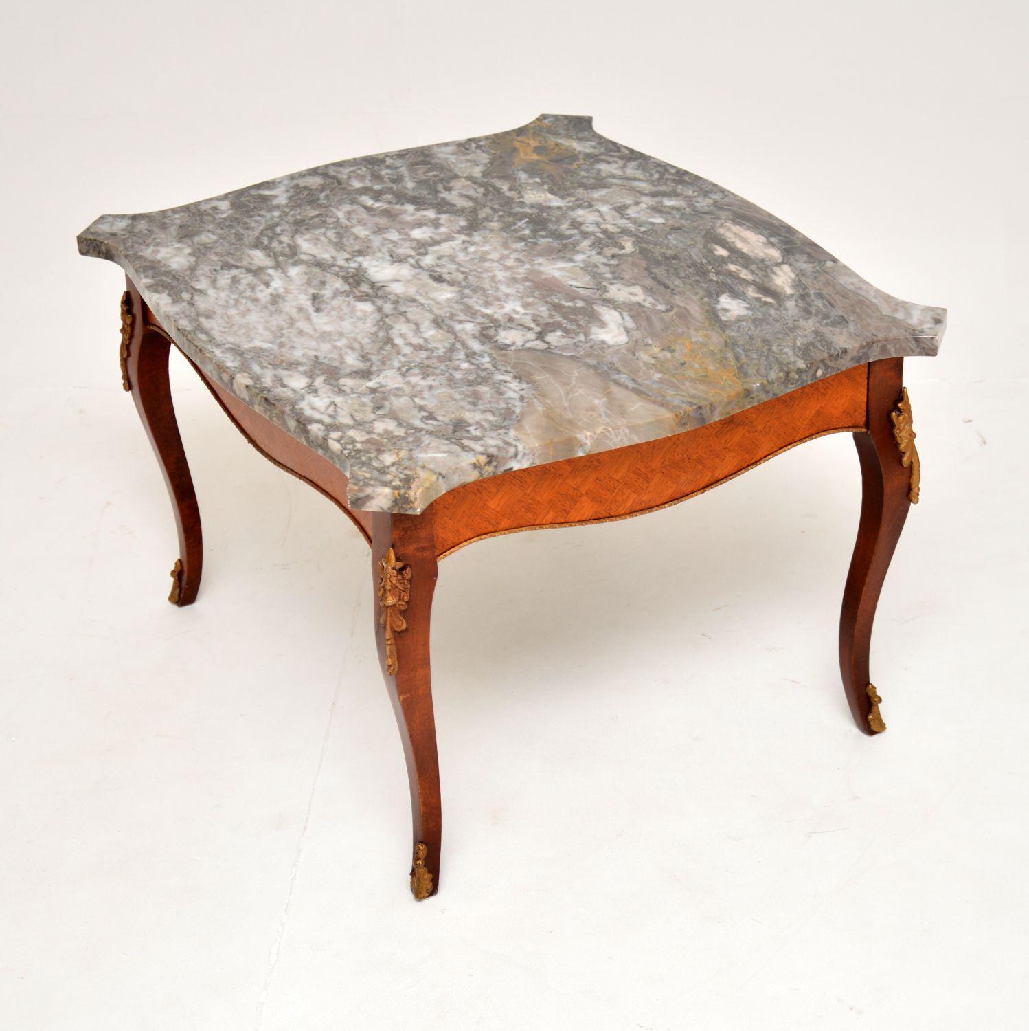 Louis XV Antique French Marble Top Coffee Table For Sale