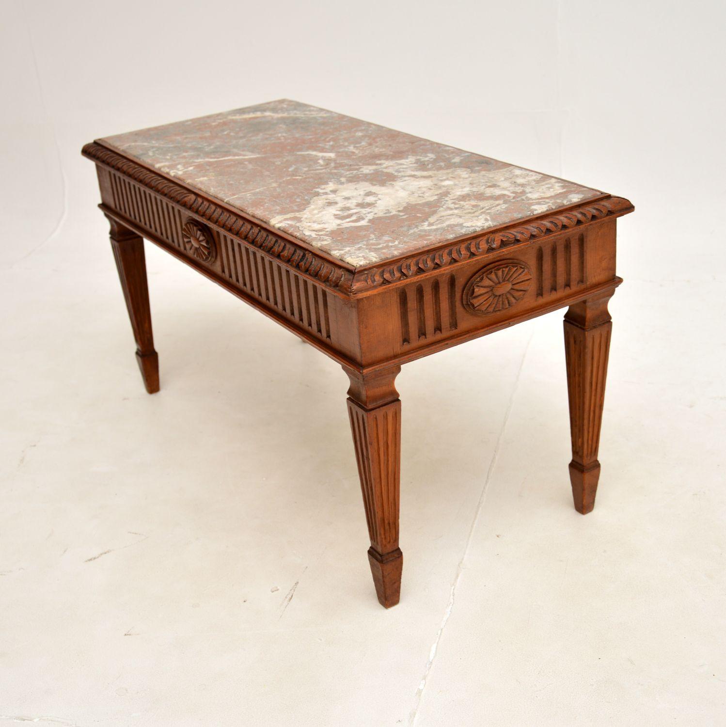 Early 20th Century Antique French Marble Top Coffee Table For Sale