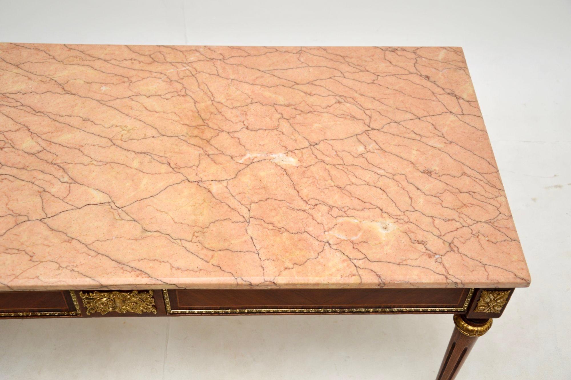 Mid-20th Century Antique French Marble Top Coffee Table For Sale