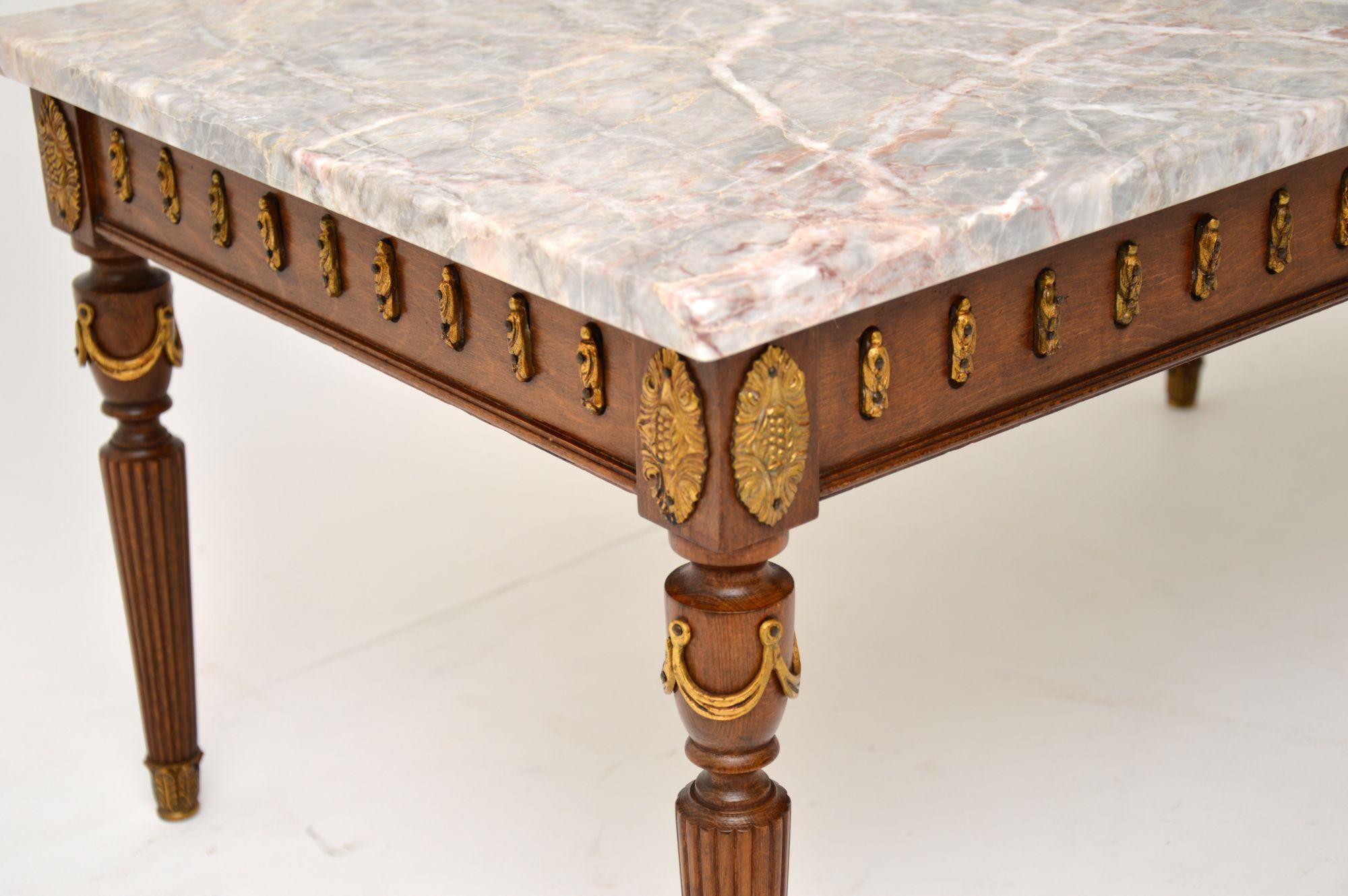 Louis XVI Antique French Marble-Top Coffee Table