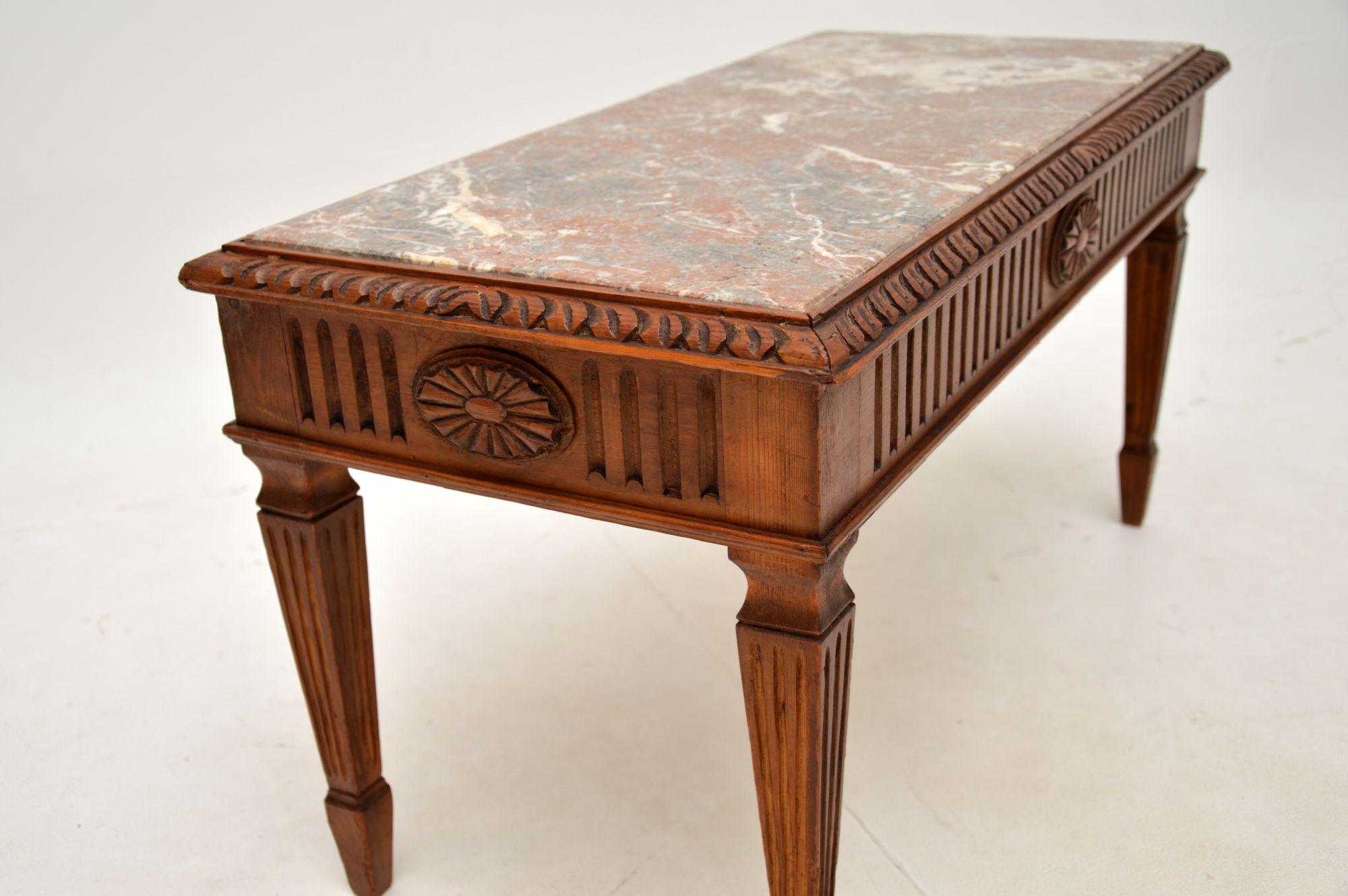 Antique French Marble Top Coffee Table For Sale 1