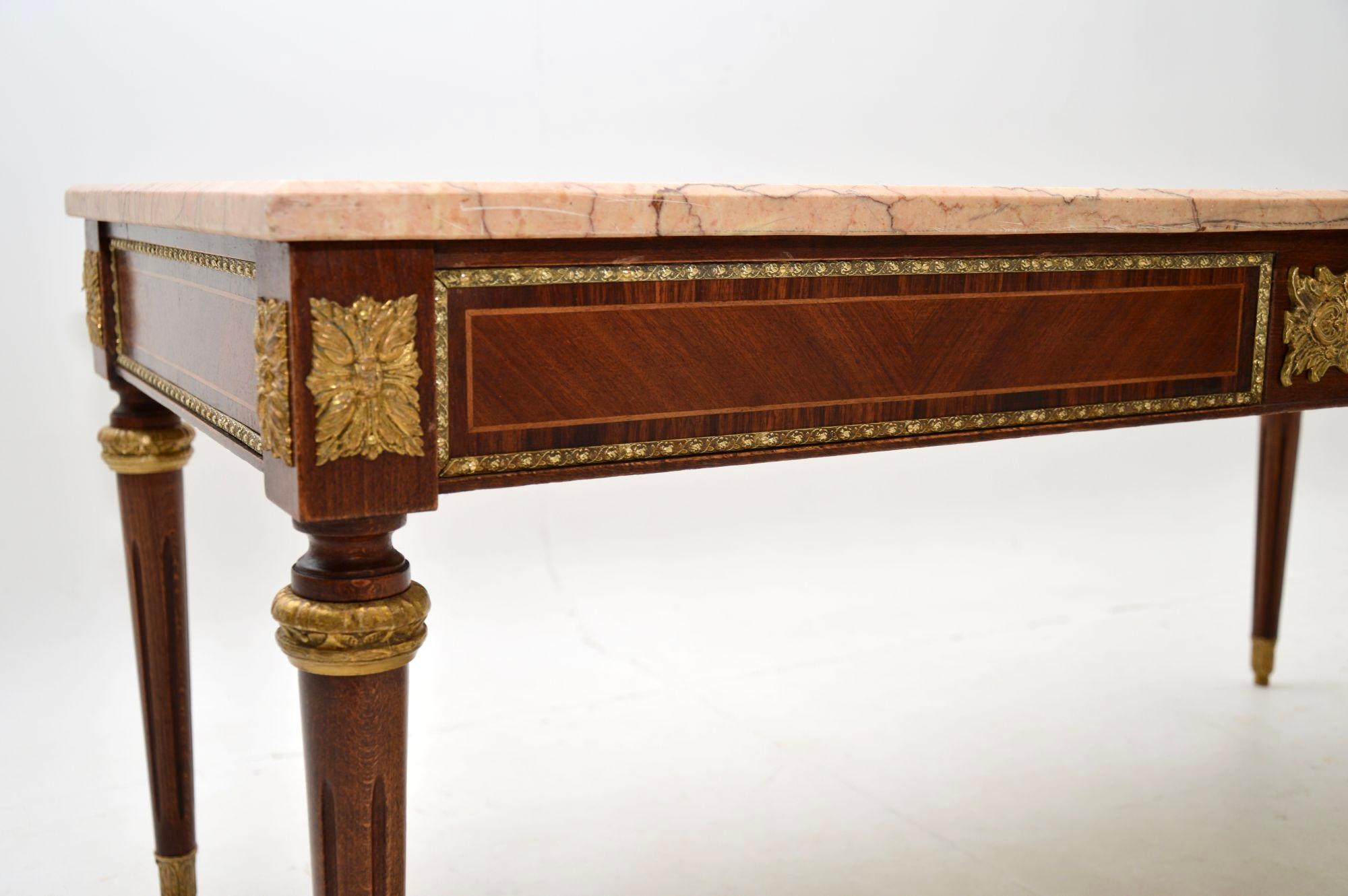 Ormolu Antique French Marble Top Coffee Table For Sale