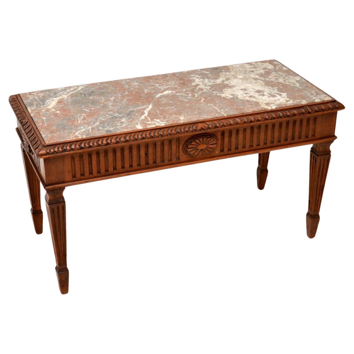 Antique French Marble Top Coffee Table For Sale