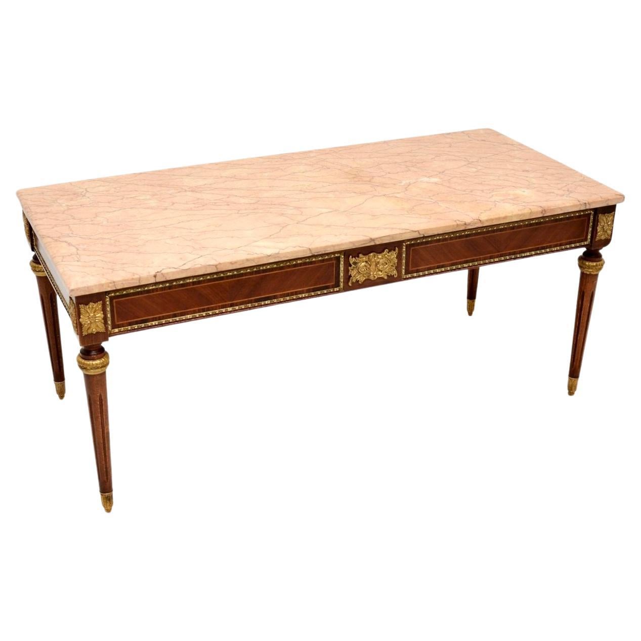 Antique French Marble Top Coffee Table For Sale