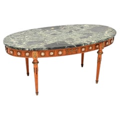 Table basse ancienne française à plateau en marbre