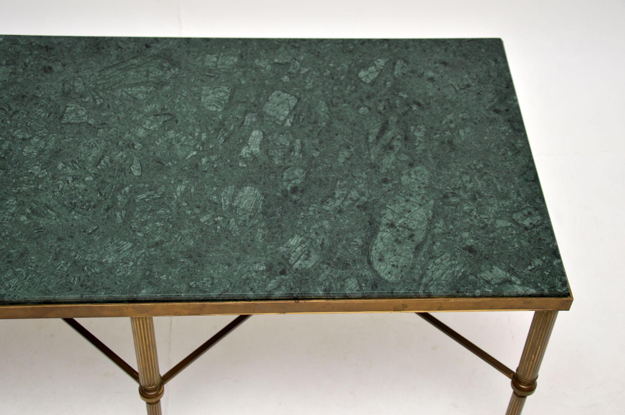 Antique French Marble Top Coffee Table in Brass 1