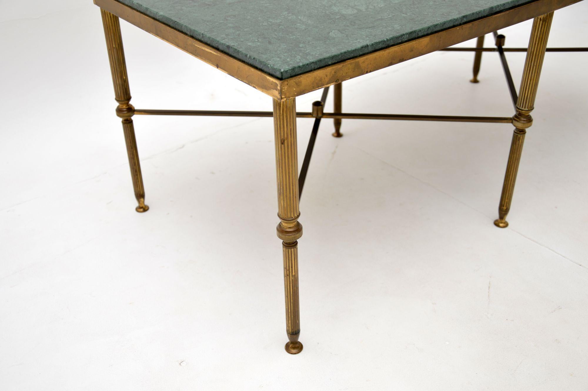 Antique French Marble Top Coffee Table in Brass 2