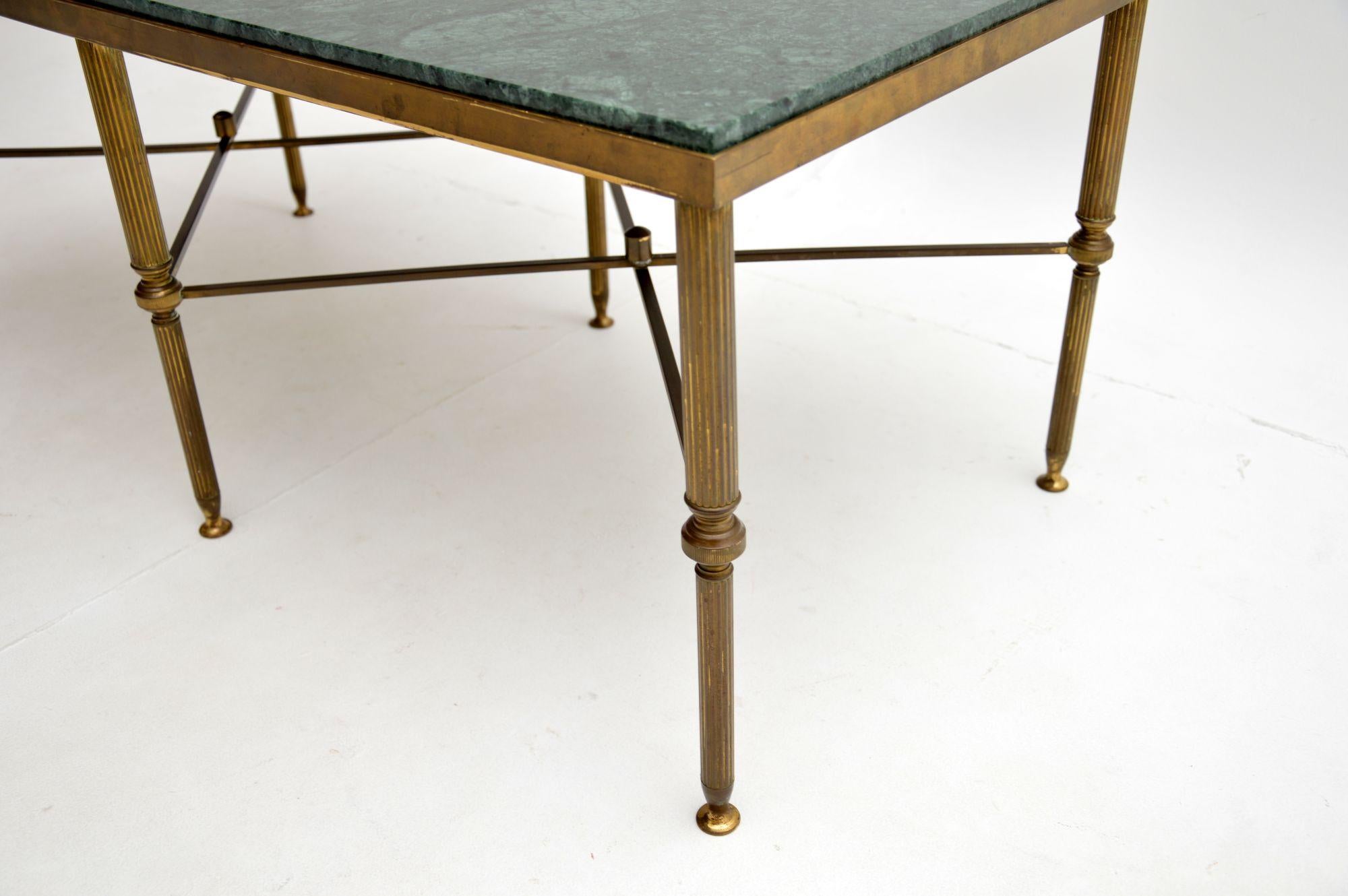Antique French Marble Top Coffee Table in Brass 3