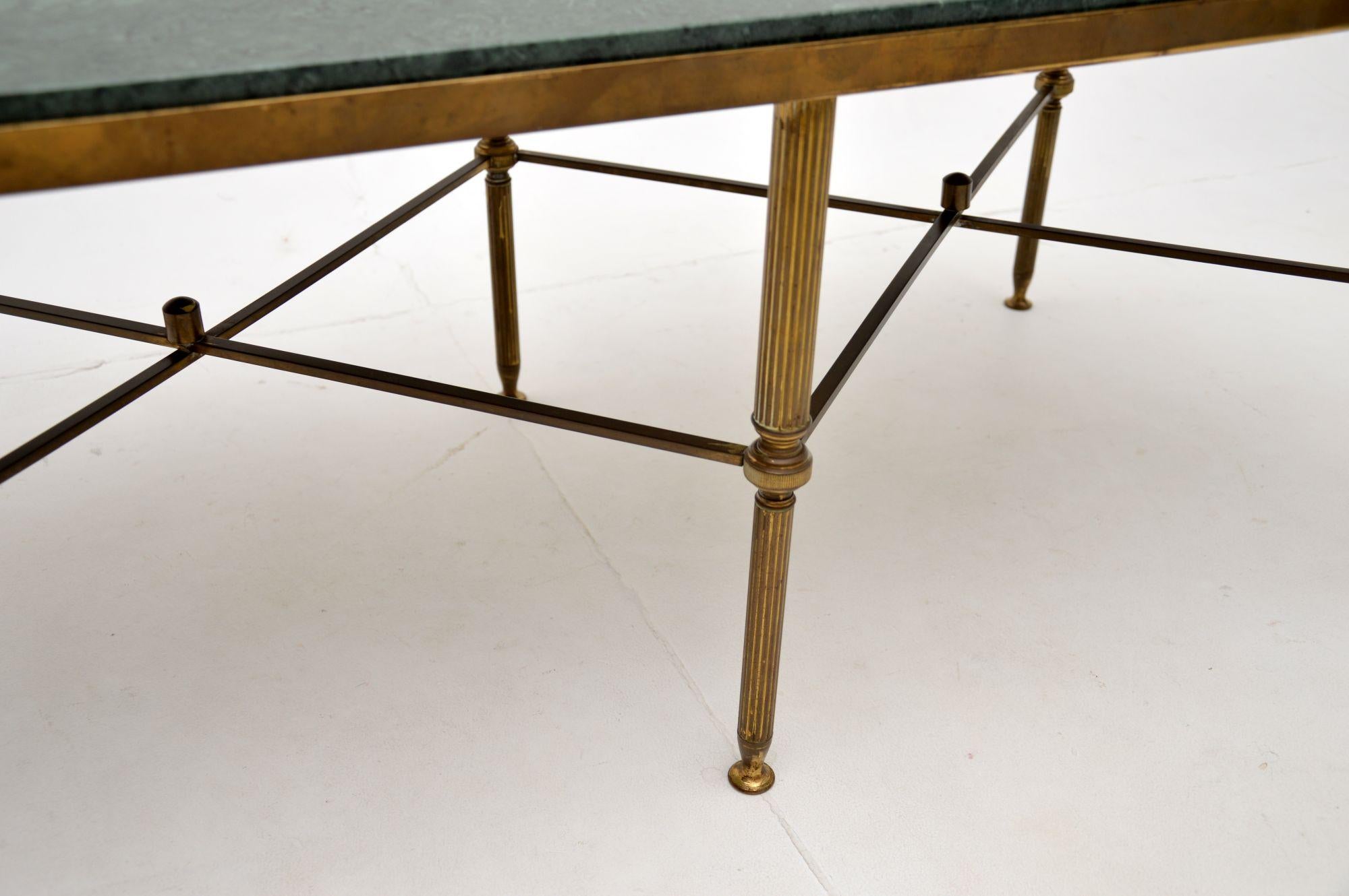 Antique French Marble Top Coffee Table in Brass 4