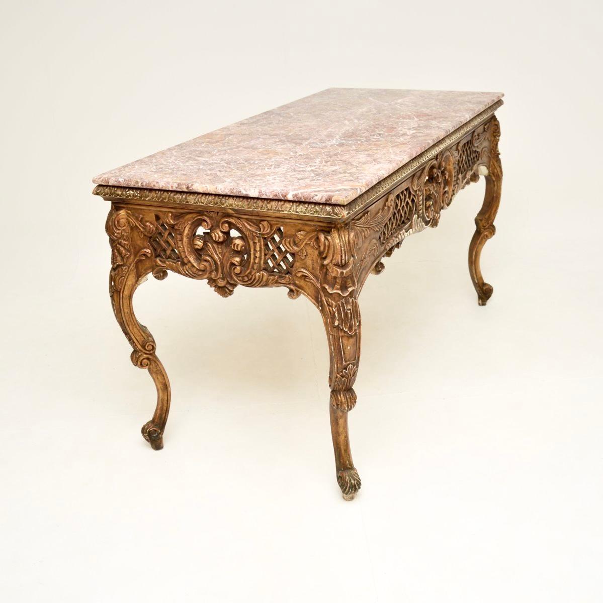 Late 19th Century Antique French Marble Top Console / Centre Table For Sale
