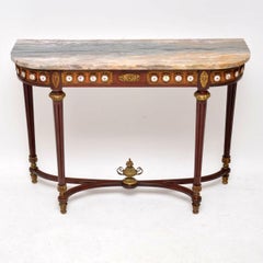 Antique French Marble-Top Console Side Table