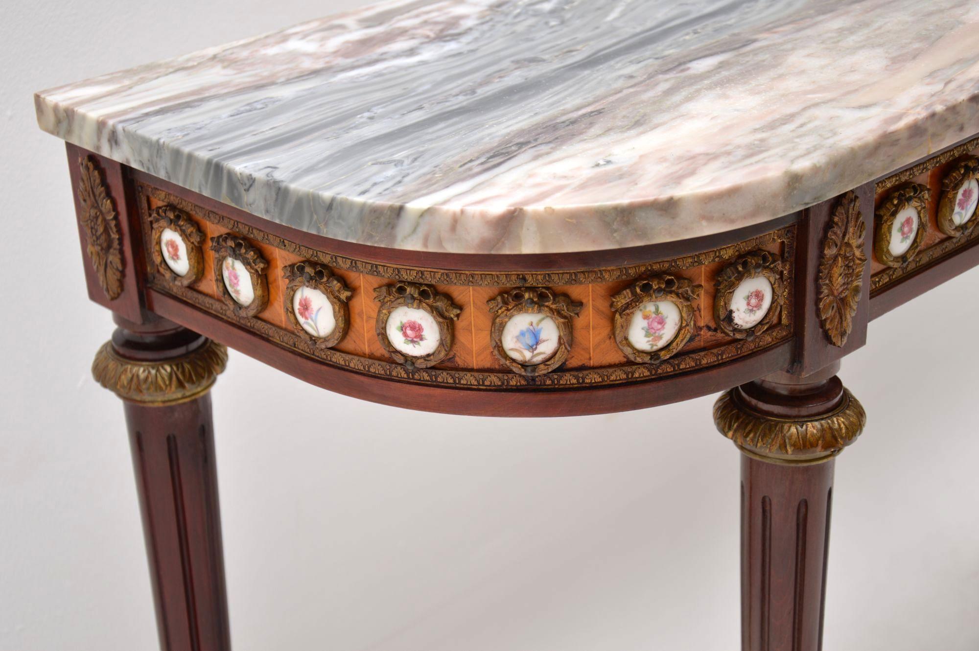 antique french console table with marble top