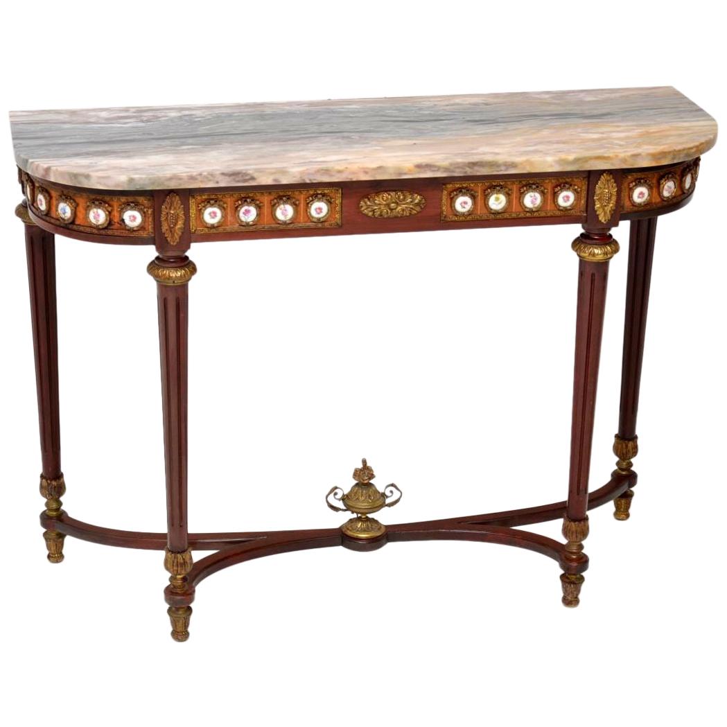 Antique French Marble-Top Console Side Table