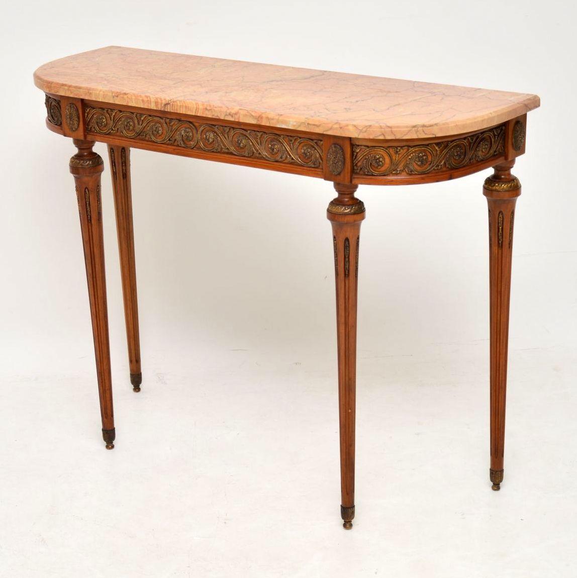 antique french console table with marble top