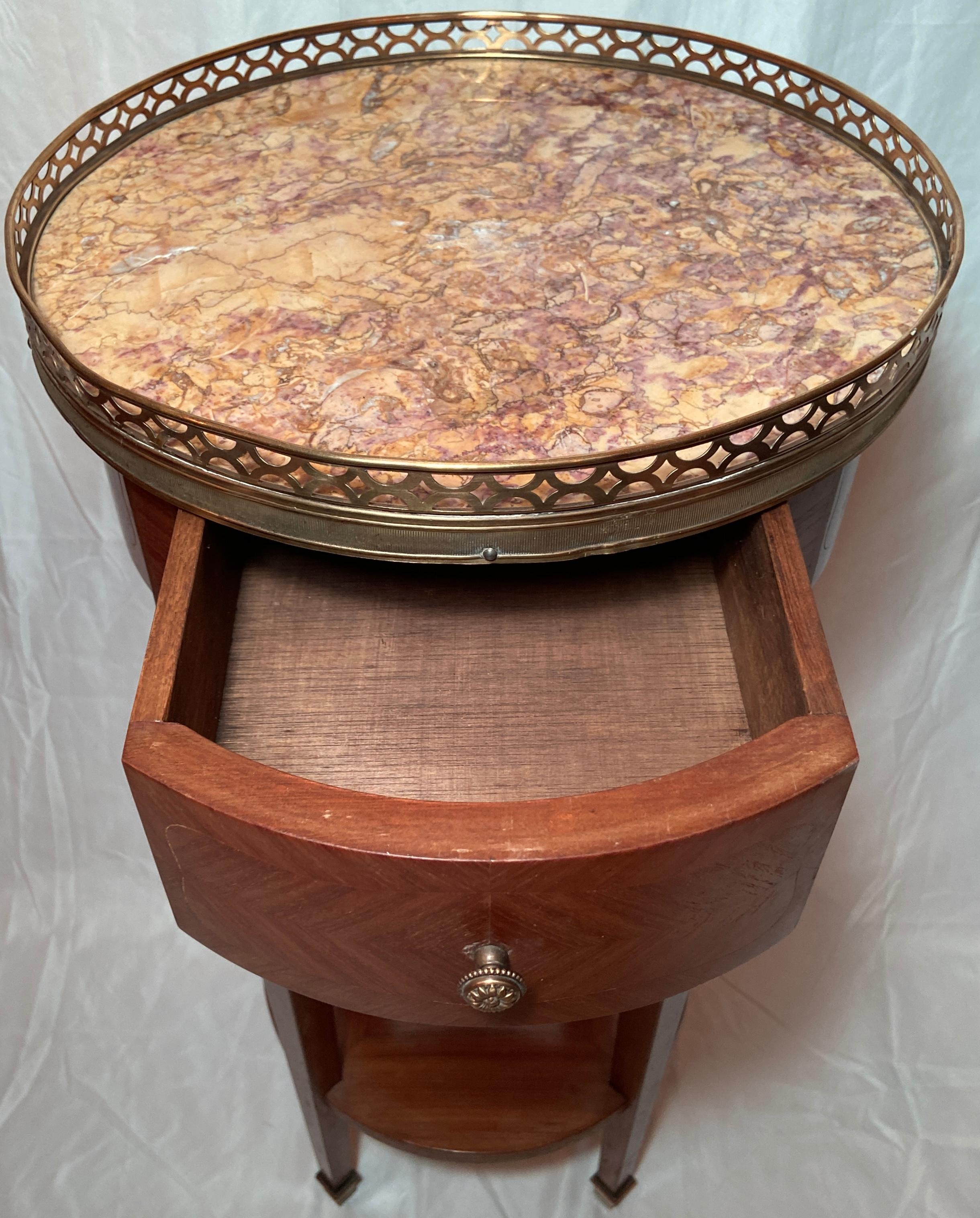 Antique French Marble-Top Galleried Bouillotte Table, circa 1900 In Good Condition In New Orleans, LA