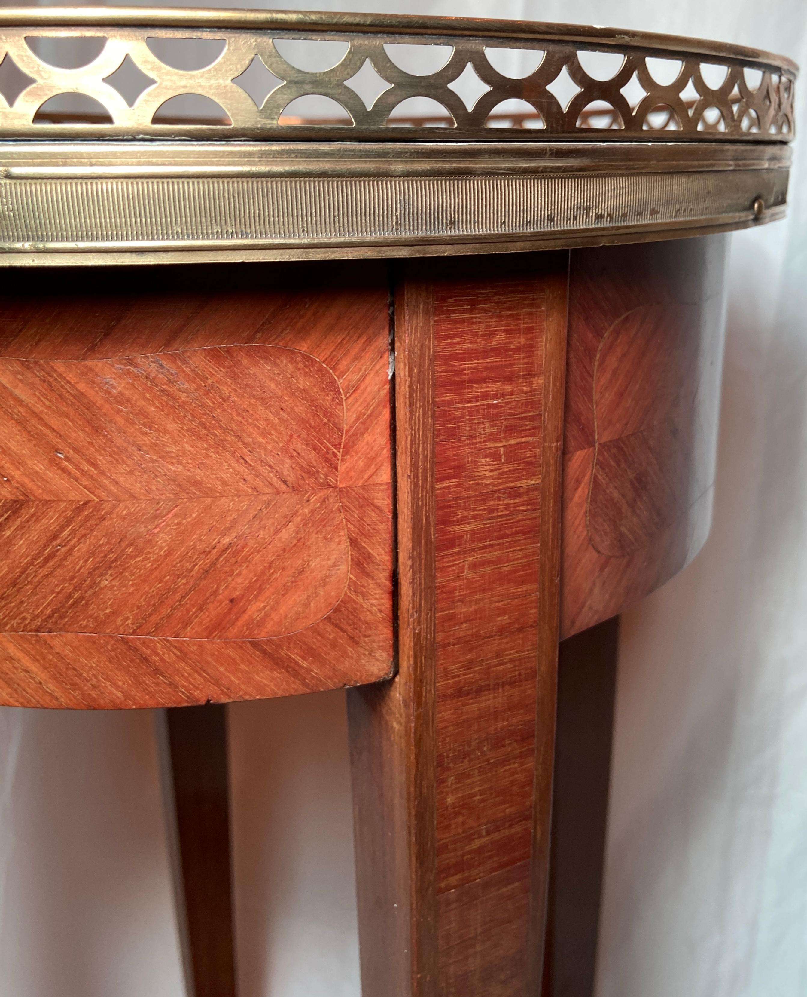 Antique French Marble-Top Galleried Bouillotte Table, circa 1900 1