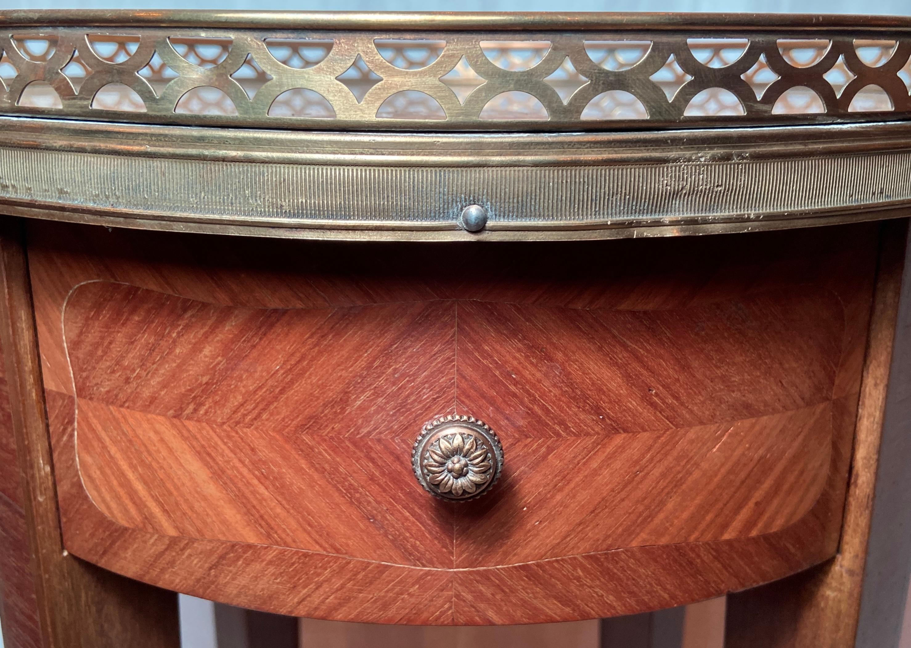 Antique French Marble-Top Galleried Bouillotte Table, circa 1900 2