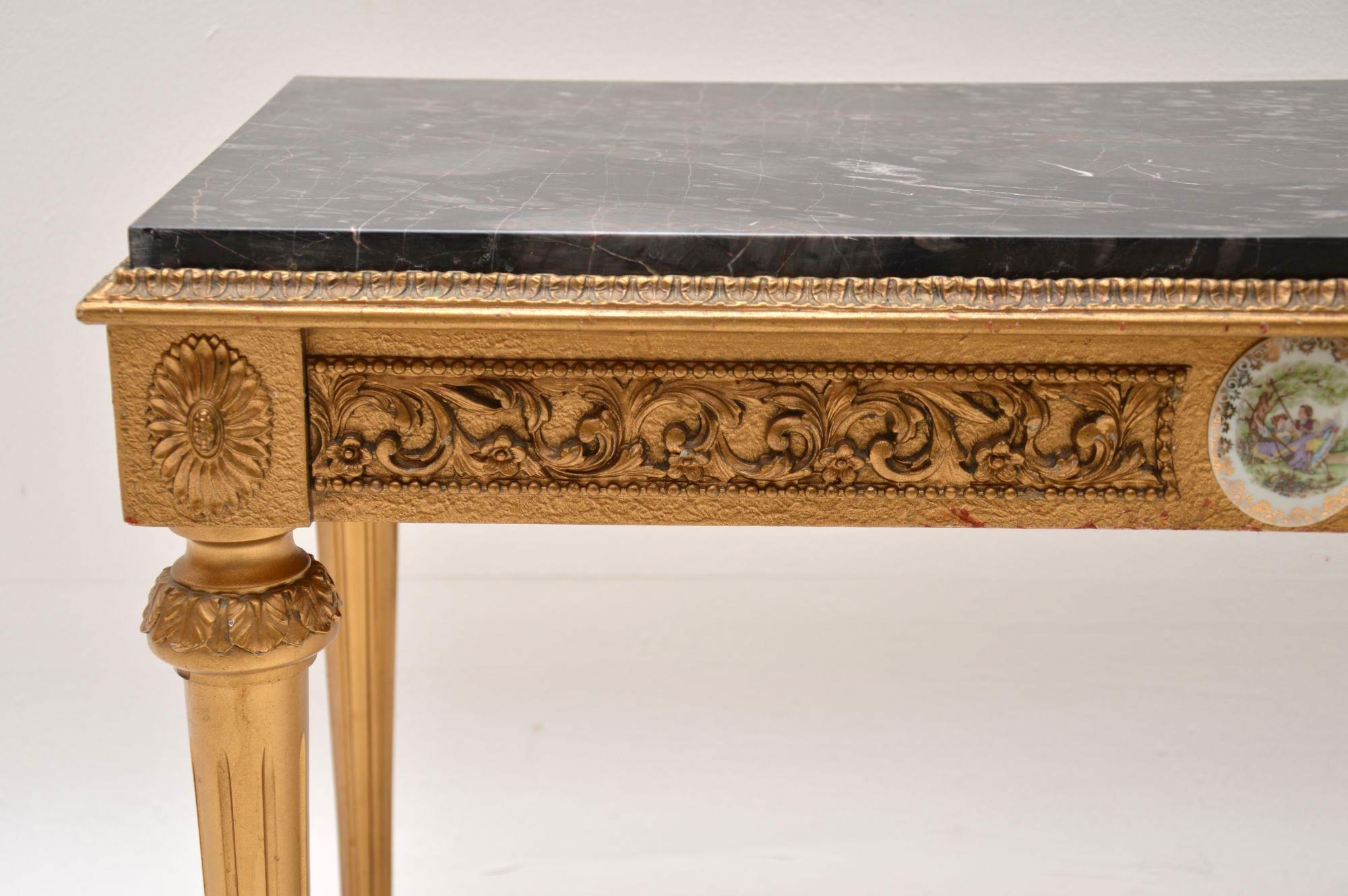 Louis XV Antique French Marble Top Gilt Coffee Table