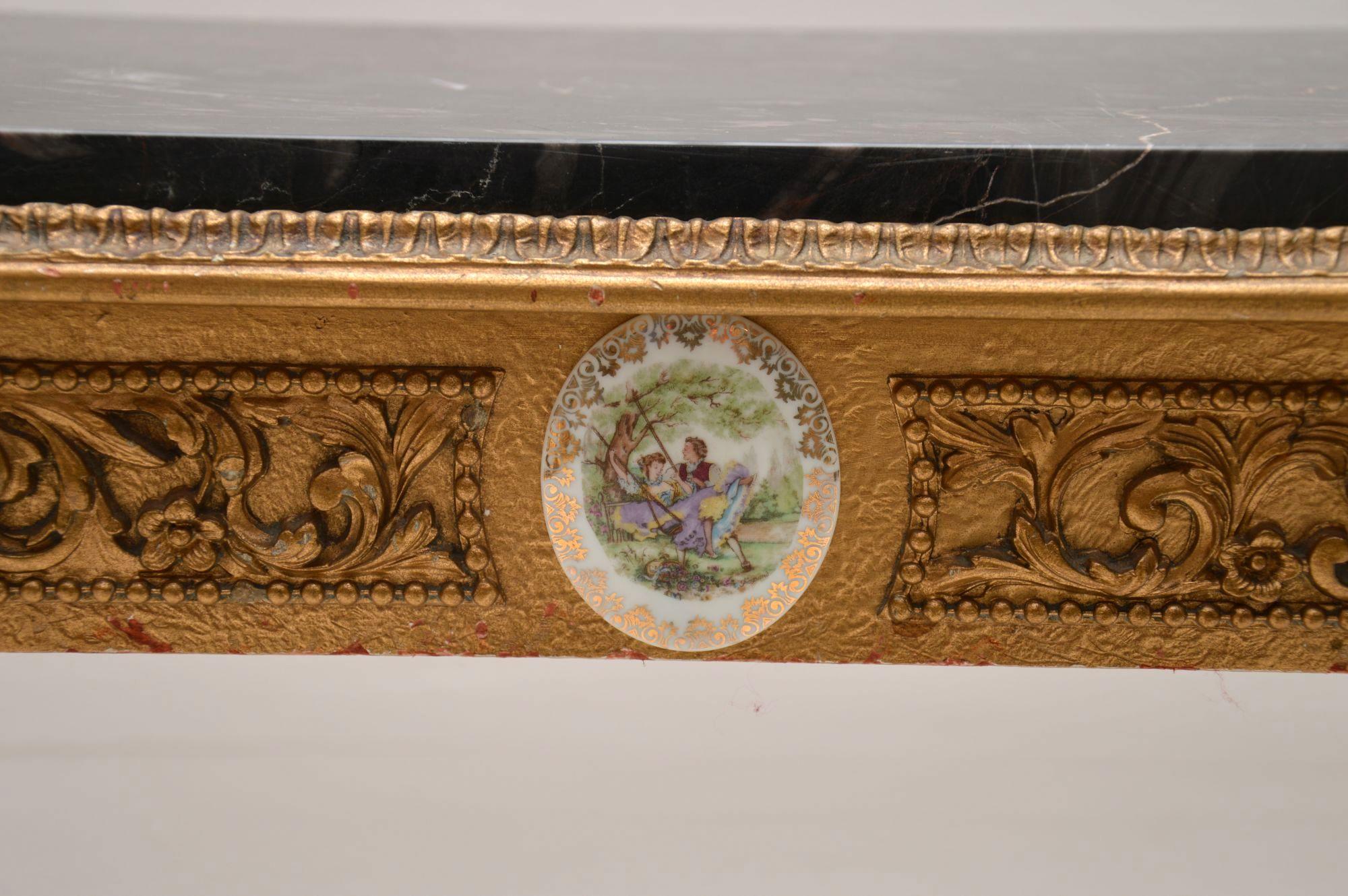 Antique French Marble Top Gilt Coffee Table In Good Condition In London, GB