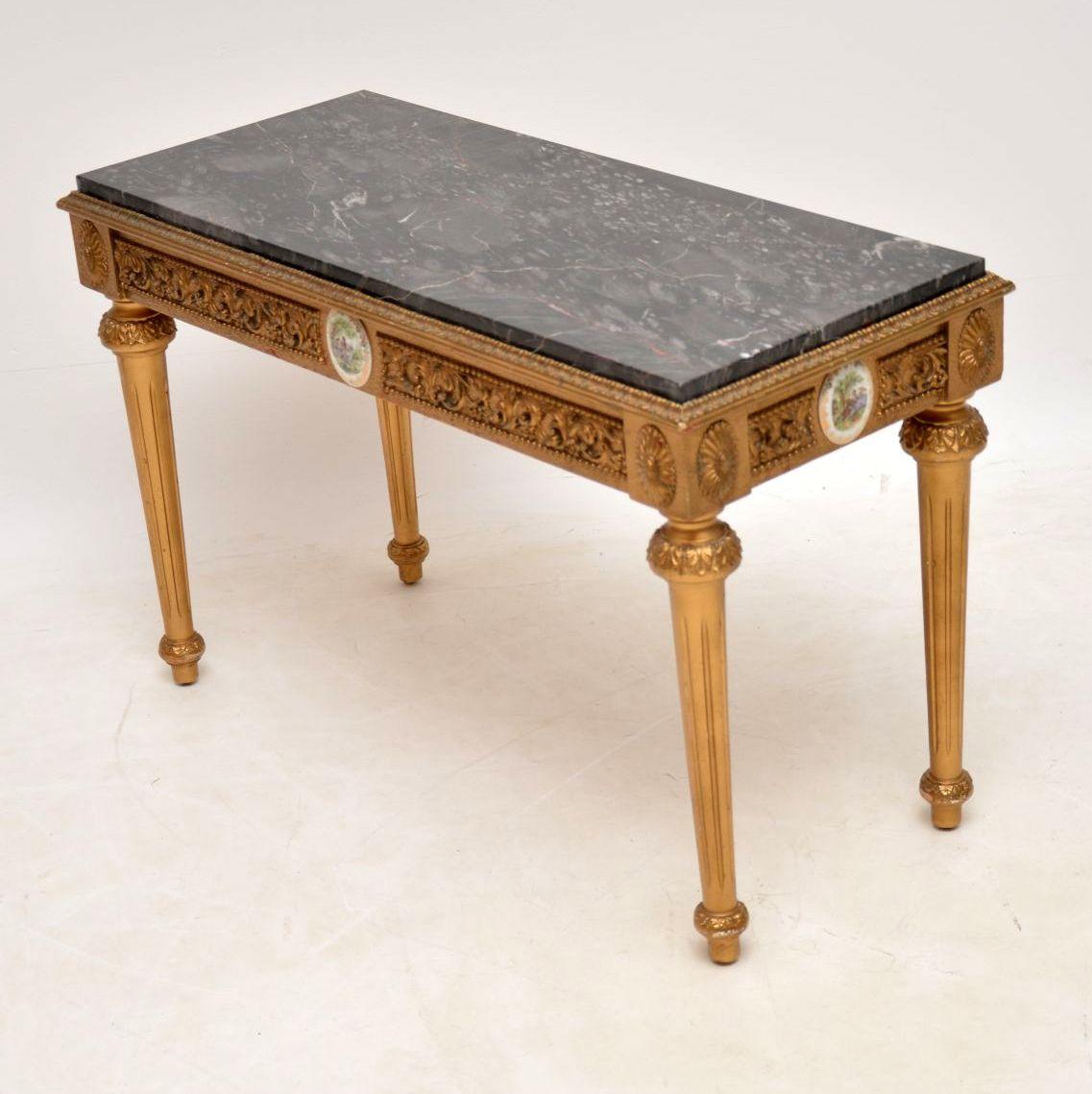 Antique French Marble Top Gilt Coffee Table 1