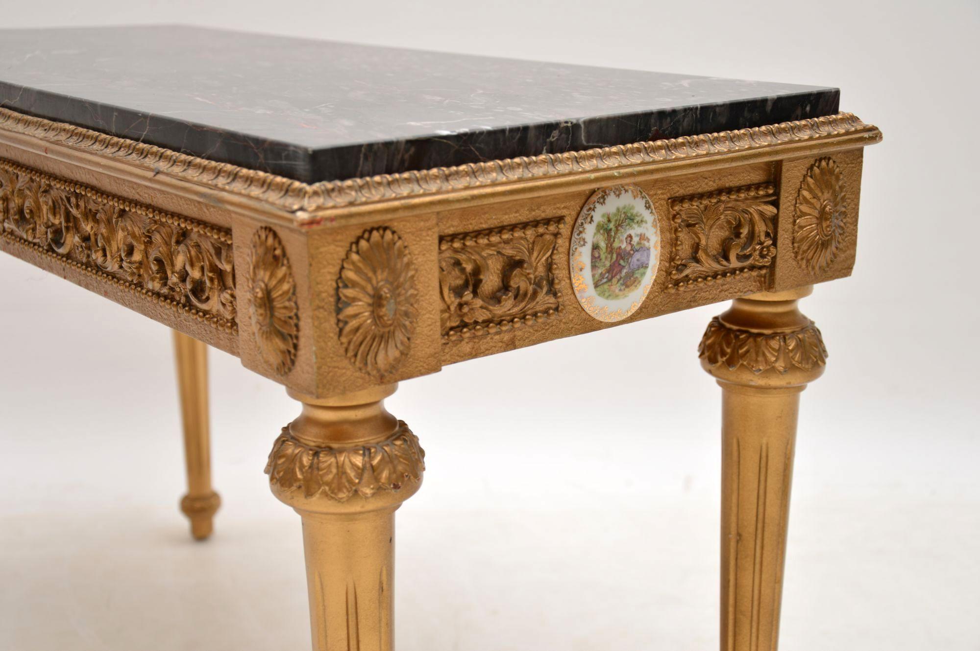Antique French Marble Top Gilt Coffee Table 2